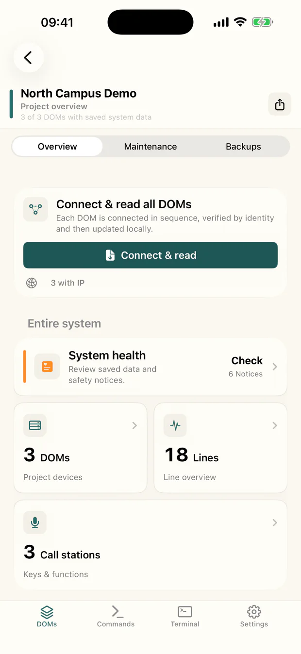 D1 Toolbox project overview on iPhone